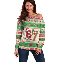 Funny Six Seven Meme Christmas Off Shoulder Sweater Santa Says 6 7 - Wonder Print Shop