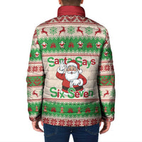 Funny Six Seven Meme Christmas Padded Jacket Santa Says 6 7 - Wonder Print Shop