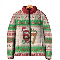 Funny Six Seven Meme Christmas Padded Jacket Santa Says 6 7 - Wonder Print Shop