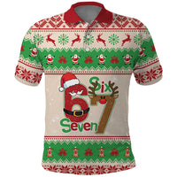 Funny Six Seven Meme Christmas Polo Shirt Santa Says 6 7 - Wonder Print Shop