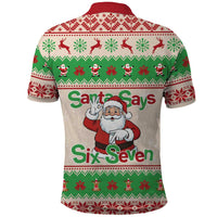 Funny Six Seven Meme Christmas Polo Shirt Santa Says 6 7 - Wonder Print Shop