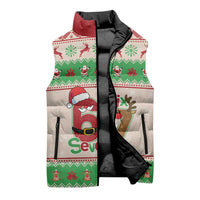 Funny Six Seven Meme Christmas Sleeveless Puffer Jacket Santa Says 6 7 - Wonder Print Shop