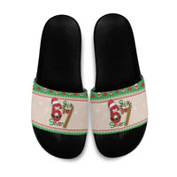 Funny Six Seven Meme Christmas Slide Sandals Santa Says 6 7 - Wonder Print Shop