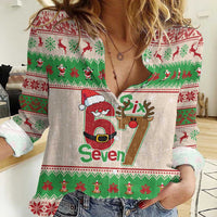 Funny Six Seven Meme Christmas Women Casual Shirt Santa Says 6 7 - Wonder Print Shop