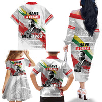 Martin Luther King Family Matching Off The Shoulder Long Sleeve Dress and Hawaiian Shirt Honoring The Legacy White Version LT05 - Wonder Print Shop