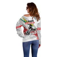 Martin Luther King Off Shoulder Sweater Honoring The Legacy White Version LT05 - Wonder Print Shop