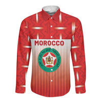Custom Morocco Football Long Sleeve Button Shirt 1994 Retro Red Version - Wonder Print Shop