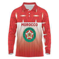 Custom Morocco Football Long Sleeve Polo Shirt 1994 Retro Red Version - Wonder Print Shop