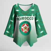 Custom Morocco Football Kimono Sleeve Blouse 1994 Retro Green Version - Wonder Print Shop