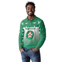 Custom Morocco Football Long Sleeve Polo Shirt 1994 Retro Green Version - Wonder Print Shop