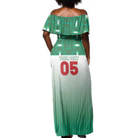 Custom Morocco Football Off Shoulder Maxi Dress 1994 Retro Green Version - Wonder Print Shop