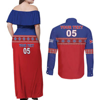 Custom Cuba Baseball Couples Matching Off Shoulder Maxi Dress and Long Sleeve Button Shirt Special Version
