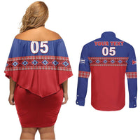Custom Cuba Baseball Couples Matching Off Shoulder Short Dress and Long Sleeve Button Shirt Special Version