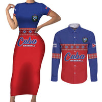 Custom Cuba Baseball Couples Matching Short Sleeve Bodycon Dress and Long Sleeve Button Shirt Special Version