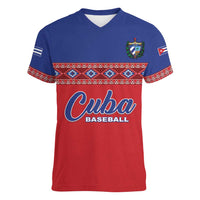 Custom Cuba Baseball Women V-Neck T-Shirt Special Version