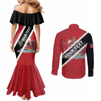 Personalized Trinidad and Tobago Couples Matching Mermaid Dress and Long Sleeve Button Shirt Coat Of Arms Flag Style
