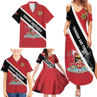 Personalized Trinidad and Tobago Family Matching Summer Maxi Dress and Hawaiian Shirt Coat Of Arms Flag Style