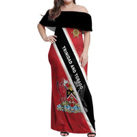 Personalized Trinidad and Tobago Off Shoulder Maxi Dress Coat Of Arms Flag Style
