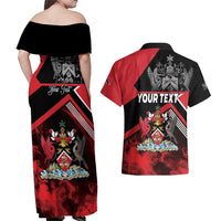 Personalized Trinidad and Tobago Couples Matching Off Shoulder Maxi Dress and Hawaiian Shirt Unique Style