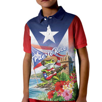 Puerto Rico Coqui Frog Kid Polo Shirt Happy Emancipation Day