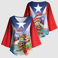 Puerto Rico Coqui Frog Kimono Sleeve Blouse Happy Emancipation Day