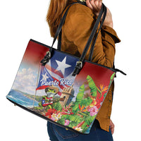 Puerto Rico Coqui Frog Leather Tote Bag Happy Emancipation Day