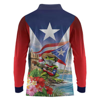 Puerto Rico Coqui Frog Long Sleeve Polo Shirt Happy Emancipation Day