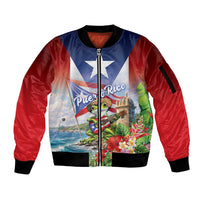 Puerto Rico Coqui Frog Sleeve Zip Bomber Jacket Happy Emancipation Day