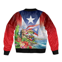 Puerto Rico Coqui Frog Sleeve Zip Bomber Jacket Happy Emancipation Day