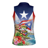 Puerto Rico Coqui Frog Women Sleeveless Polo Shirt Happy Emancipation Day