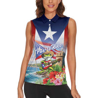 Puerto Rico Coqui Frog Women Sleeveless Polo Shirt Happy Emancipation Day