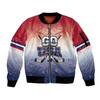 Custom USA Ice Hockey Team Sleeve Zip Bomber Jacket Go USA Unique Style