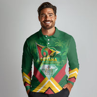 Guyana 60th Independence Diamond Jubilee Long Sleeve Polo Shirt