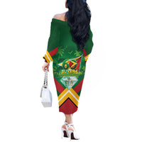 Guyana 60th Independence Diamond Jubilee Off The Shoulder Long Sleeve Dress