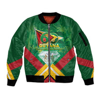 Guyana 60th Independence Diamond Jubilee Sleeve Zip Bomber Jacket