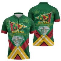 Guyana 60th Independence Diamond Jubilee Zipper Polo Shirt