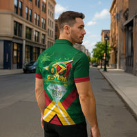 Guyana 60th Independence Diamond Jubilee Zipper Polo Shirt
