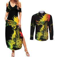 Afro Music Pride Couples Matching Summer Maxi Dress and Long Sleeve Button Shirt From Our Roots The World Finds Rhythm - Wonder Print Shop