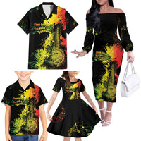 Afro Music Pride Family Matching Off The Shoulder Long Sleeve Dress and Hawaiian Shirt From Our Roots The World Finds Rhythm - Wonder Print Shop