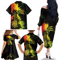 Afro Music Pride Family Matching Off The Shoulder Long Sleeve Dress and Hawaiian Shirt From Our Roots The World Finds Rhythm - Wonder Print Shop