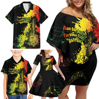 Afro Music Pride Family Matching Off Shoulder Short Dress and Hawaiian Shirt From Our Roots The World Finds Rhythm - Wonder Print Shop