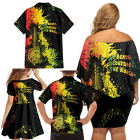 Afro Music Pride Family Matching Off Shoulder Short Dress and Hawaiian Shirt From Our Roots The World Finds Rhythm - Wonder Print Shop