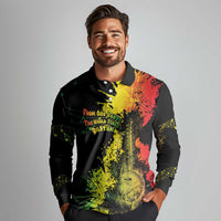 Afro Music Pride Long Sleeve Polo Shirt From Our Roots The World Finds Rhythm - Wonder Print Shop