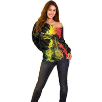 Afro Music Pride Off Shoulder Sweater From Our Roots The World Finds Rhythm - Wonder Print Shop