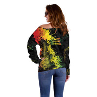 Afro Music Pride Off Shoulder Sweater From Our Roots The World Finds Rhythm - Wonder Print Shop