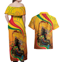 Afro Latina Queen Couples Matching Off Shoulder Maxi Dress and Hawaiian Shirt The Beauty Of Black Women - Wonder Print Shop