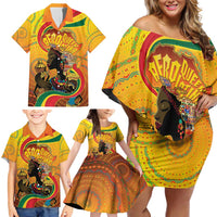Afro Latina Queen Family Matching Off Shoulder Short Dress and Hawaiian Shirt The Beauty Of Black Women - Wonder Print Shop