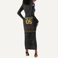 Custom Haiti Football 2026 Long Sleeve Bodycon Dress Haiti Nan Mondyal