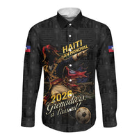 Custom Haiti Football 2026 Long Sleeve Button Shirt Haiti Nan Mondyal