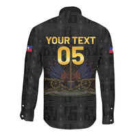 Custom Haiti Football 2026 Long Sleeve Button Shirt Haiti Nan Mondyal